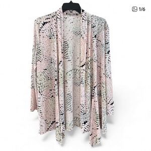 Kasper Stylish Pink and Gray Patterned Cardigan size large drape